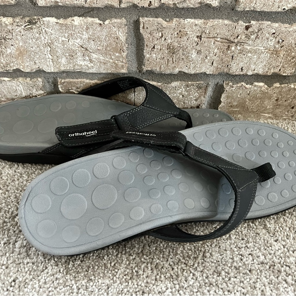 Orthaheel Ryder Flip Flops Men’s 13 Black Gray Arch Support (Now Vionic) NEW - Picture 5 of 5